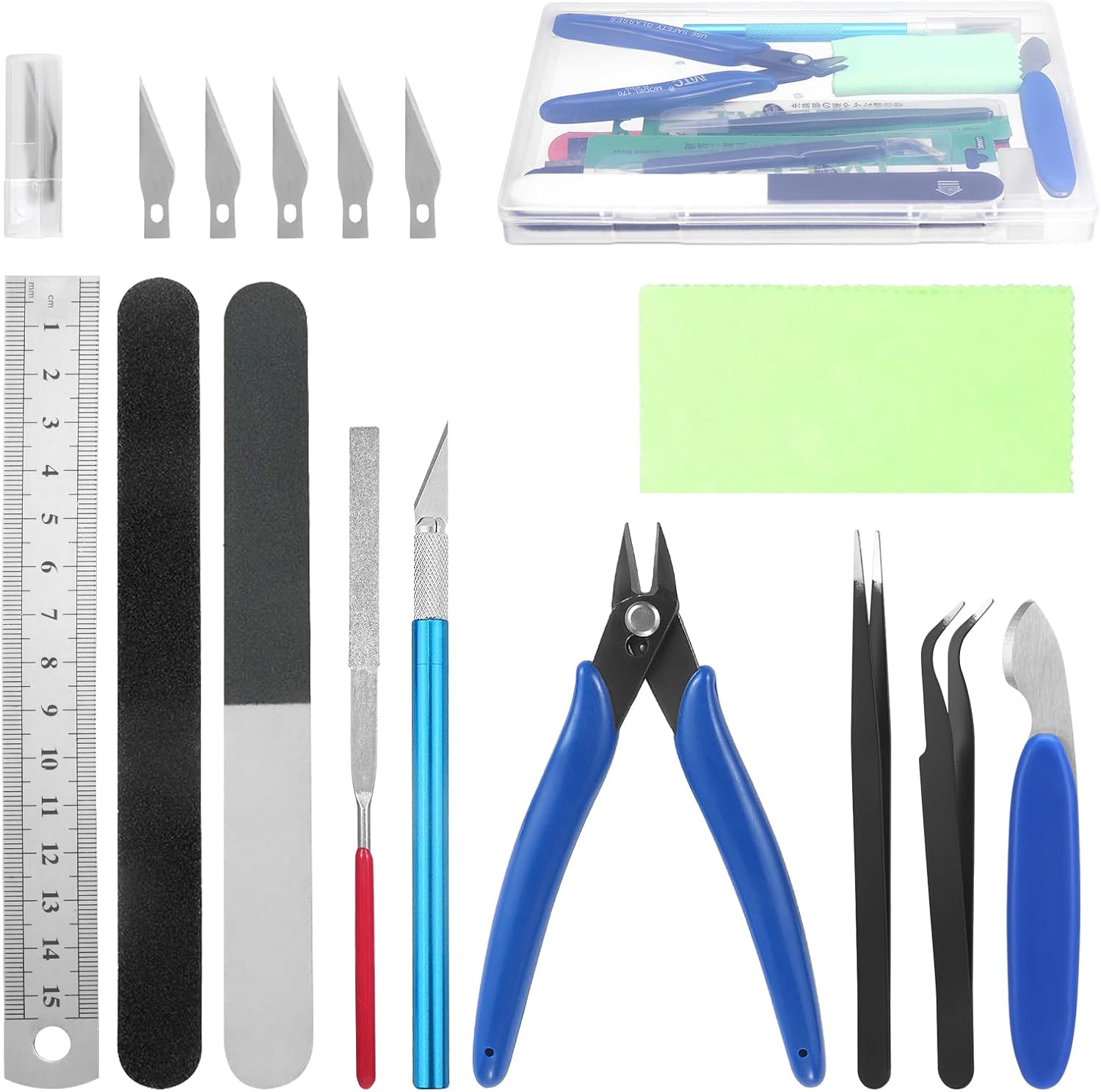 11-Piece Model Building Tool Kit with Nippers, Files and Tweezers