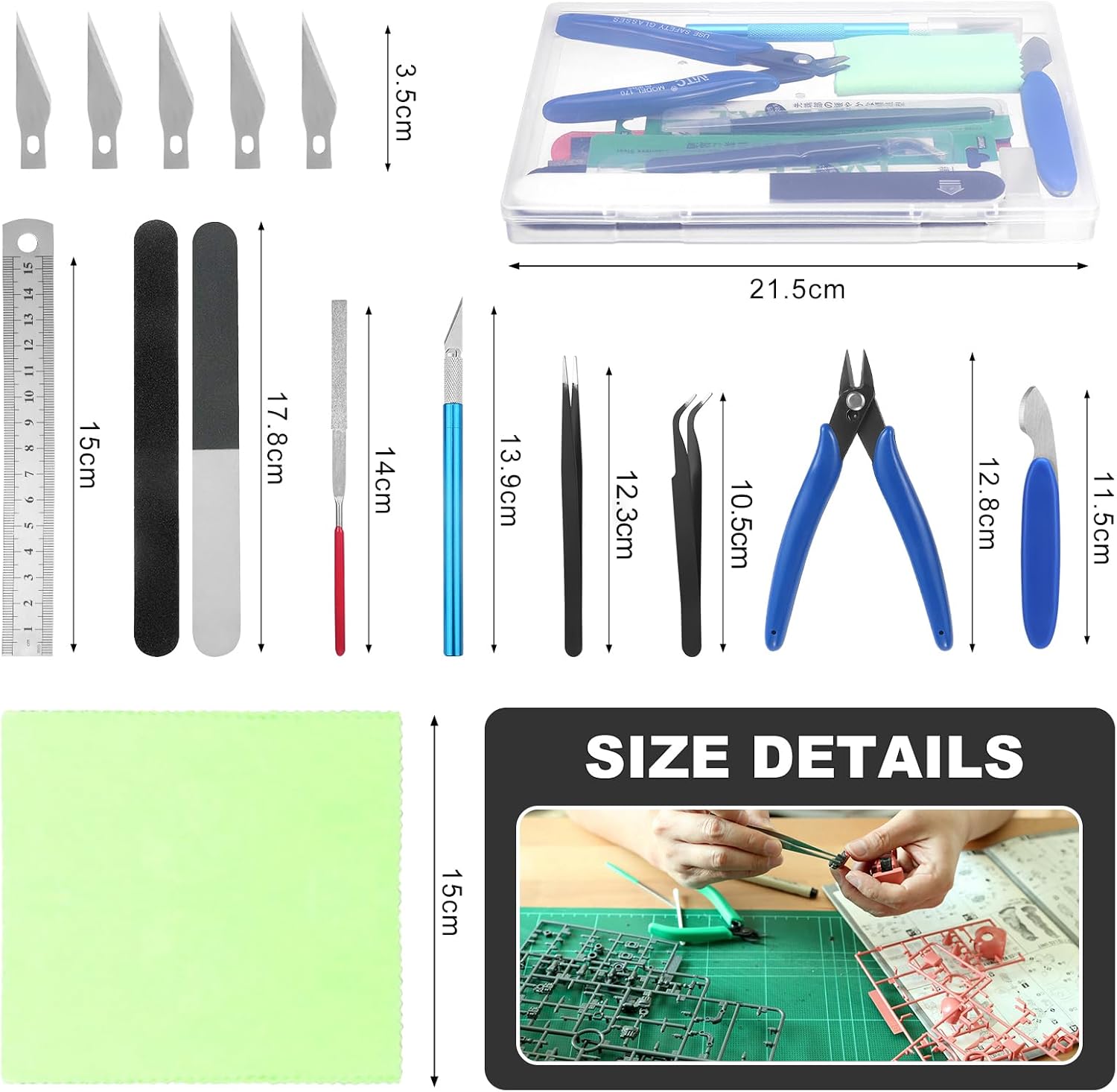 11-Piece Model Building Tool Kit with Nippers, Files and Tweezers