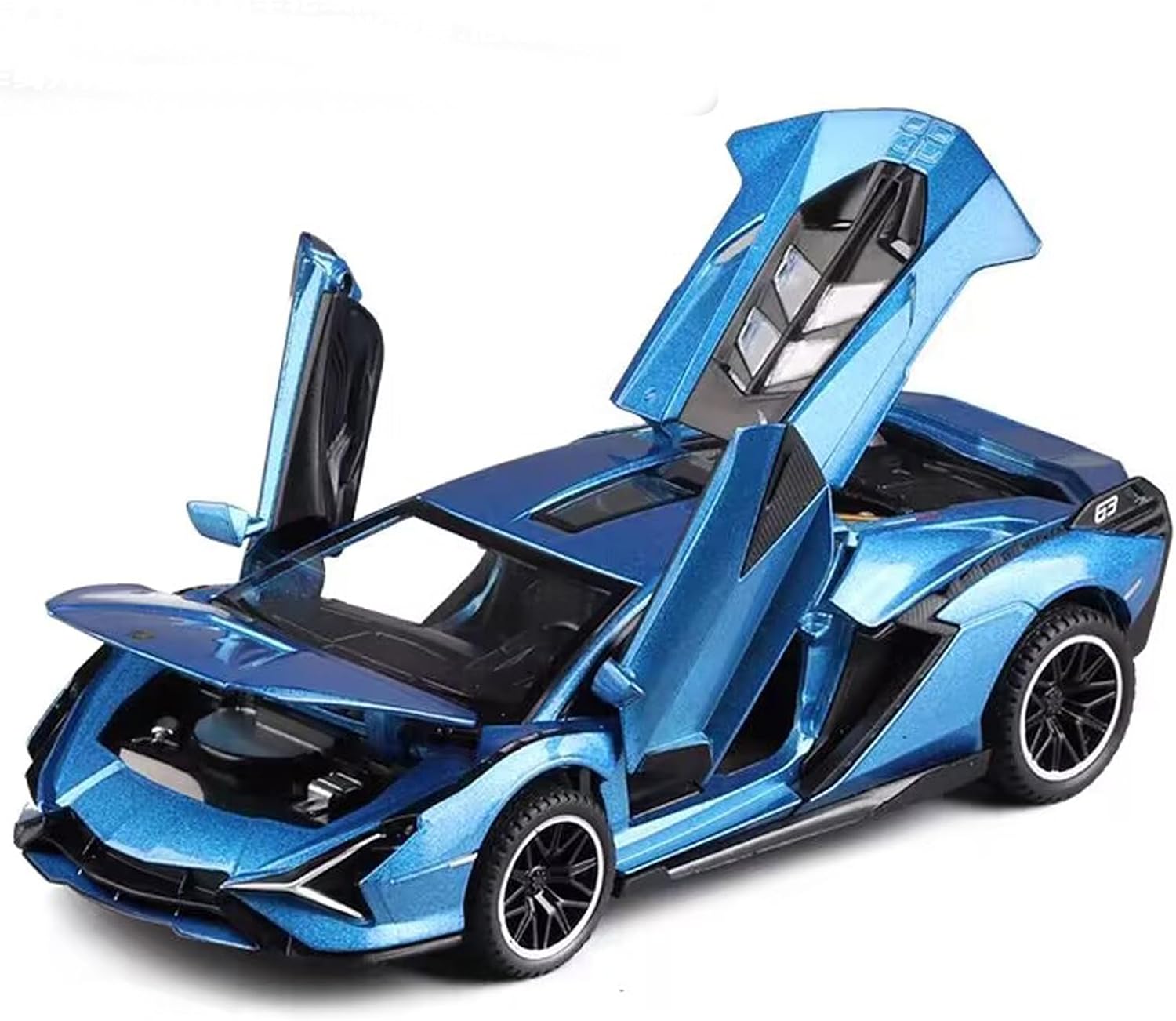 1:32 Die-Cast Roadster Model with Lights, Sound and Pull-Back Motor, Blue