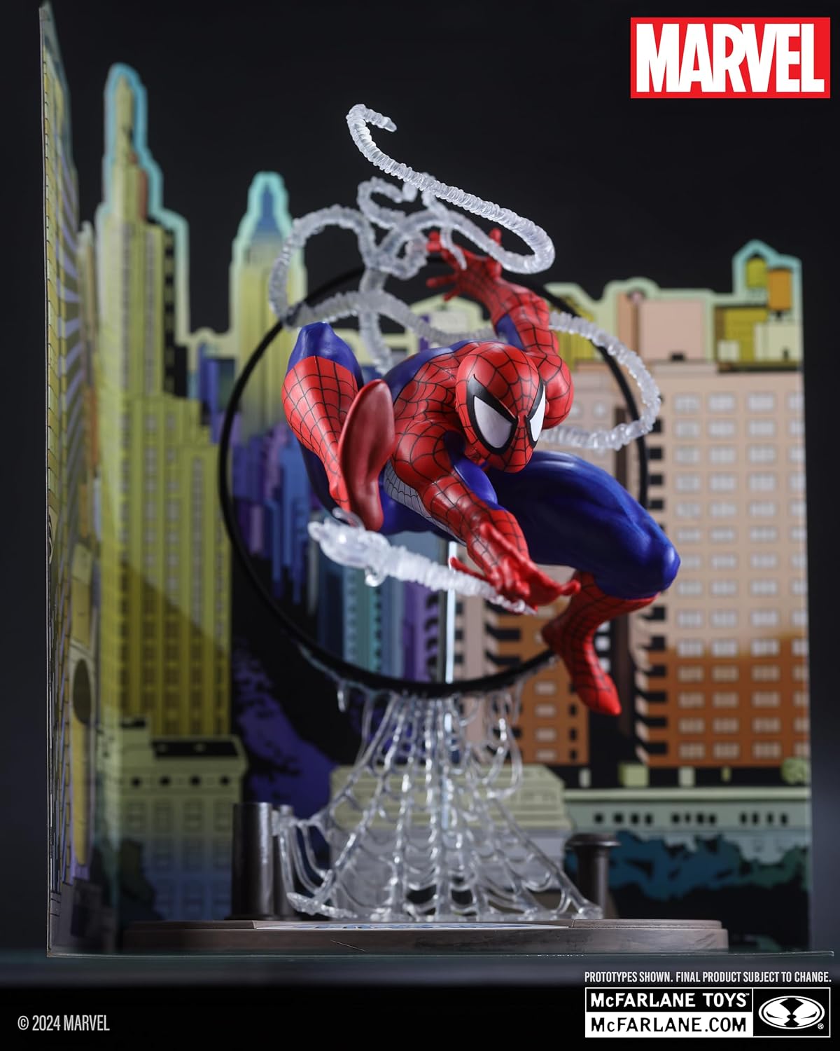 1:6 Scale Posed Superhero Figure with Display Scene and Comic Book