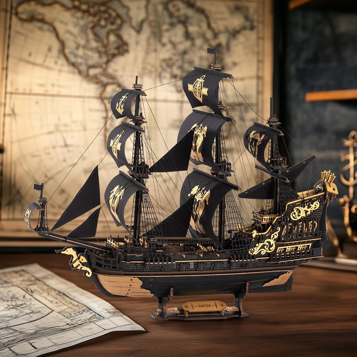 3D Wooden Puzzle Kit – Seahorse Sailing Ship Model