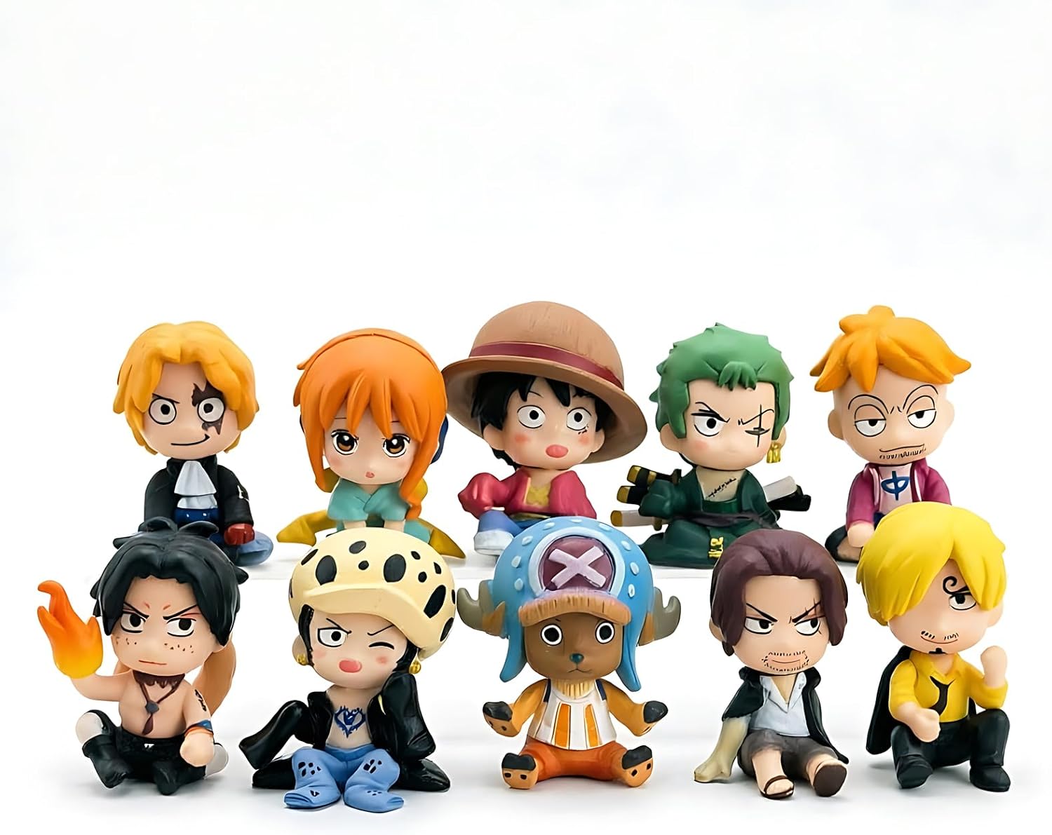 Anime Pirate Crew Figure Set, 10 Pieces