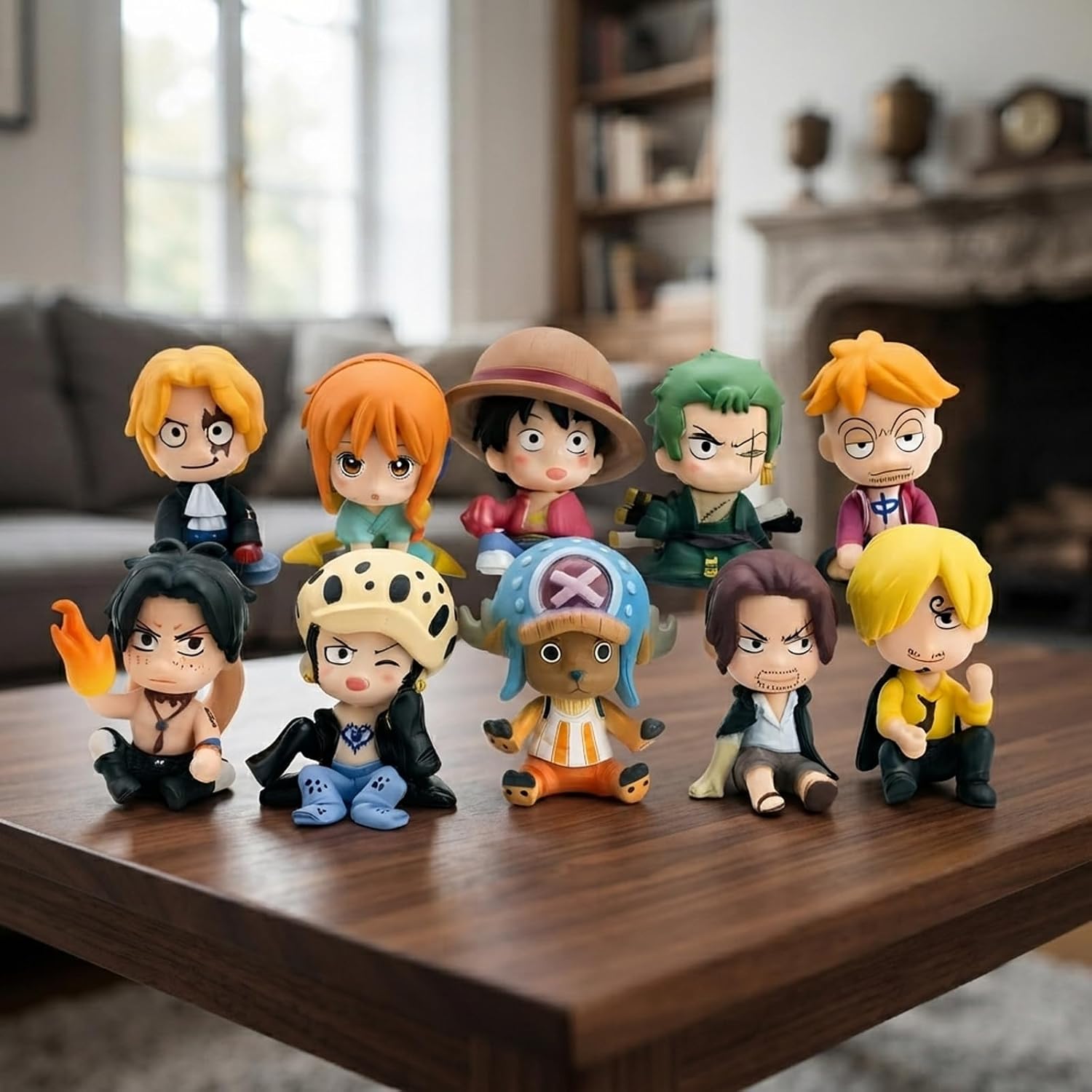 Anime Pirate Crew Figure Set, 10 Pieces
