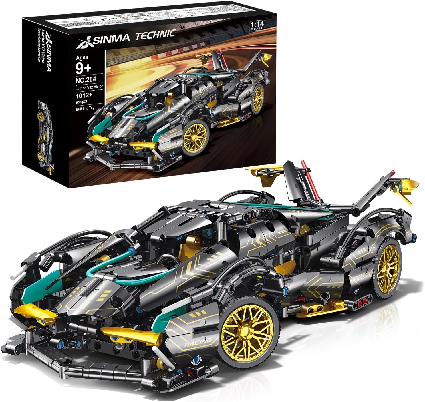Mechanical Sports Car Building Block Set, 1,012 Pieces