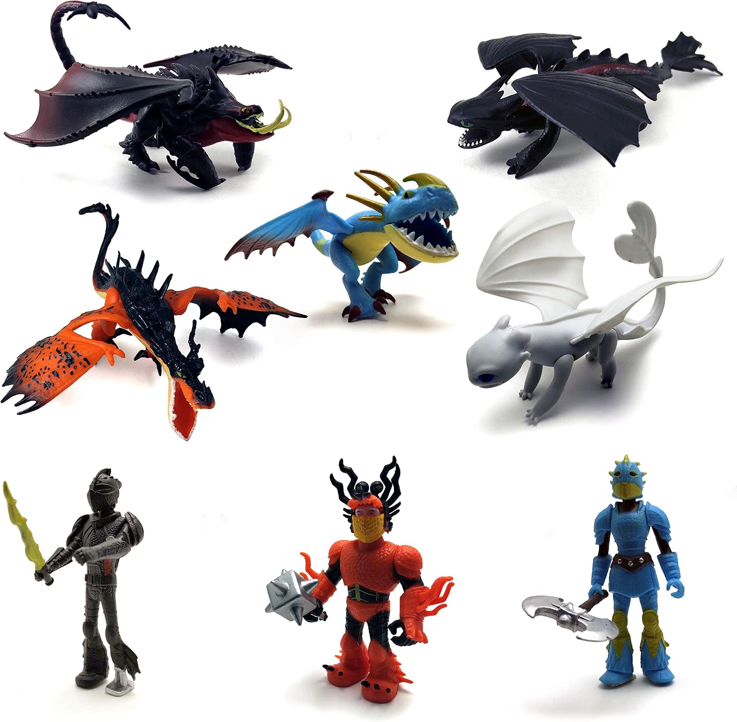 Viking and Dragon Action Figure Set, 8 Pieces